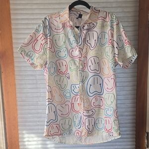 ROMWE Multicolor Smiley Face Shirt